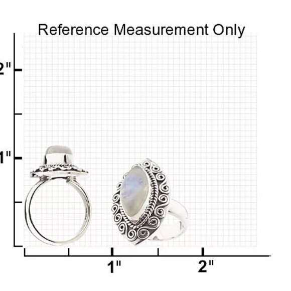 Artisan Crafted Sterling Silver Rainbow Moonstone Swirl Design Ring Size 8 - Picture 7 of 11